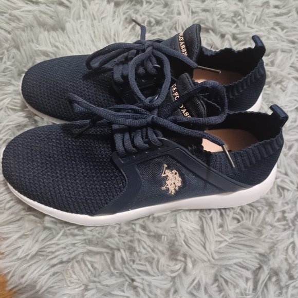 EUC US Polo Assn Navy Blue and White Active Athletic Sneakers Size 7 - Picture 5 of 15